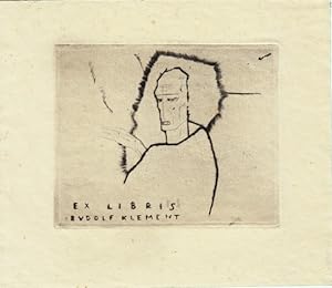 Bild des Verkufers fr Ex Libris Rudolf Klement. Brustbild eines stilisierten Mannes. zum Verkauf von Antiquariat  Braun
