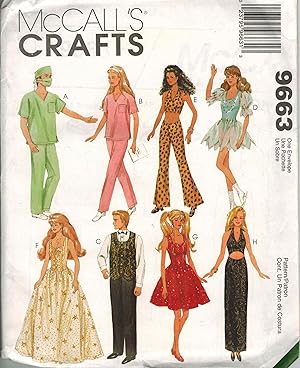 Seller image for McCall's Crafts Doll Pattern No. 9663 - Glamour and Sports Clothes 11-1/2" to 12-1/2" Dolls for sale by ! Turtle Creek Books  !