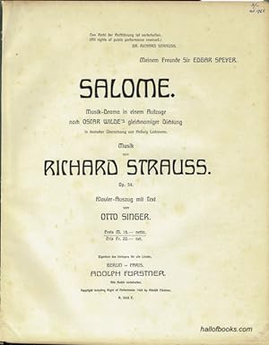 Salome: Musik-Drama In Einem Aufzug Nach Oscar Wilde's Gleichnamiger Dichtung, In Deutscher Ubers...
