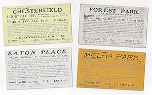 Four Advertising Cards with Miniature Plat Maps for Kansas City, Missouri Housing Developments