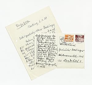 Imagen del vendedor de Eigenh. Brief mit U. sowie eigenh. Portrtpostkarte mit U. a la venta por Eberhard Kstler Autographen&Bcher oHG