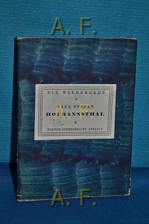 Bild des Verkufers fr Hofmannsthal : Eine imaginre Ansprache Die Wiedergabe 3. Reihe, Band 2. zum Verkauf von Antiquarische Fundgrube e.U.