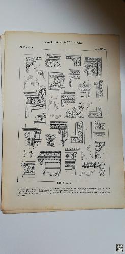 ANTIGUO GRABADO: ARQUITECTURA :PERFILES Y MOLDURAS SIGLO XVII (Luis XIV ) Lámina 22 Ed. Bajot