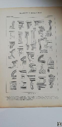 ANTIGUO GRABADO: ARQUITECTURA :PERFILES Y MOLDURAS SIGLO XVII (Luis XIV ) Lámina 24 Ed. Bajot