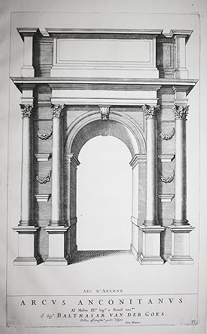 Bild des Verkufers fr Arc d'Ancone. Arcus Anconitanus." - Ancona Arco di Traiano architecture Architektur incisione acquaforte zum Verkauf von Antiquariat Steffen Vlkel GmbH