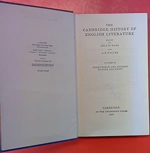 Bild des Verkufers fr The Cambridge History of English Literature - VOLUME IX - From steele and Addison to Pope and Swift zum Verkauf von biblion2