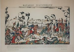 "BATAILLE D'AUSTERLITZ" / Imagerie d'Epinal originale entoilée / Gravure sur bois et coloriée au ...