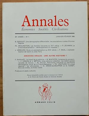 Image du vendeur pour Annales numro 1, 35e anne de janvier-fvrier 1980 mis en vente par Aberbroc