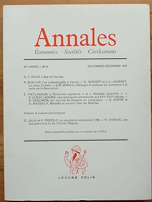 Seller image for Annales numro 6, 30e anne de novembre-dcembre 1975 for sale by Aberbroc