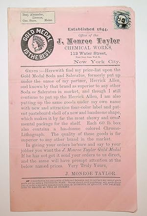 [ephemera, food related] Gold Medal is the Best : Established 1844. Office of J. Monroe Taylor CH...