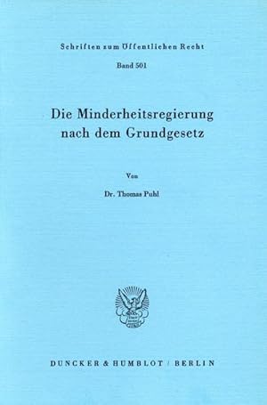 Imagen del vendedor de Die Minderheitsregierung nach dem Grundgesetz. a la venta por AHA-BUCH GmbH