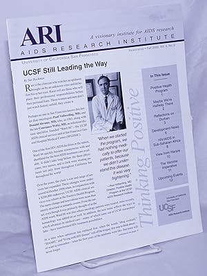 Bild des Verkufers fr ARI: AIDS Research Institute; vol. 4, 2, Fall 2000: UCSF Still leading the way zum Verkauf von Bolerium Books Inc.