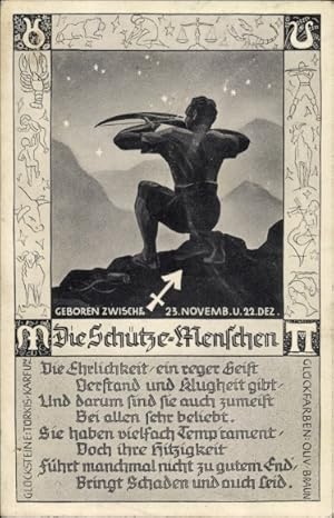 Immagine del venditore per Ansichtskarte / Postkarte Sternzeichen Schtze, Sagittarius, 23. November bis 21. Dezember venduto da akpool GmbH