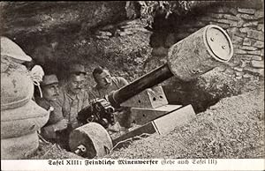 Ansichtskarte / Postkarte Feindliche Minenwerfer, französische Soldaten, I. WK