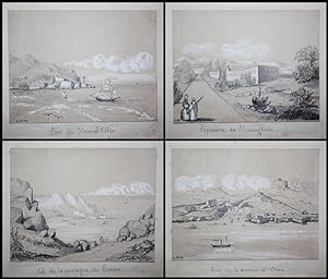 Album with 18 original drawings of views in Algeria. Made during the French colonisation in the 1...