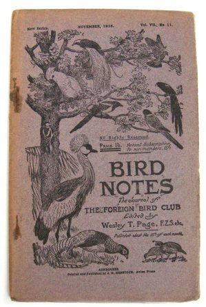 Imagen del vendedor de Bird Notes: The Journal of the Foreign Bird Club, Vol. VII, No. 11 a la venta por PsychoBabel & Skoob Books
