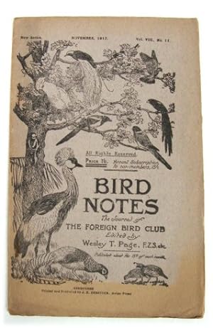 Imagen del vendedor de Bird Notes: The Journal of The Foreign Bird Club, Vol. VIII, No. 11 a la venta por PsychoBabel & Skoob Books