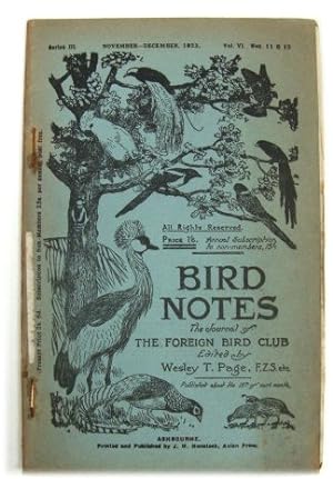 Imagen del vendedor de Bird Notes: The Journal of the Foreign Bird Club. Vol. VI, Nos. 11&12 a la venta por PsychoBabel & Skoob Books