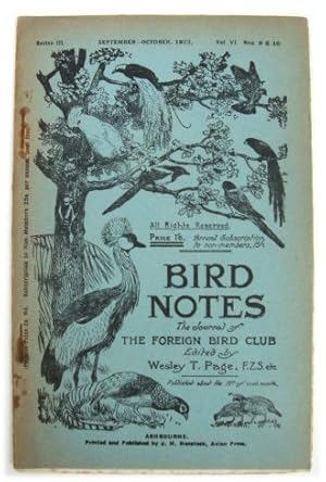 Imagen del vendedor de Bird Notes: The Journal of the Foreign Bird Club, Vol. VI, Nos. 9&10 a la venta por PsychoBabel & Skoob Books
