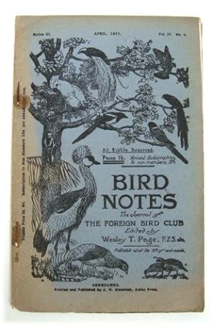 Imagen del vendedor de Bird Notes: The Journal of The Foreign Bird Club, Vol. IV, No. 4 a la venta por PsychoBabel & Skoob Books