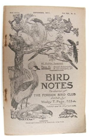 Imagen del vendedor de Bird Notes: The Journal of the Foreign Bird Club, Vol. VIII, No. 9 a la venta por PsychoBabel & Skoob Books