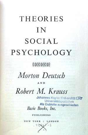 Immagine del venditore per Theories in social Psychology; Basic Topics in Psychology; Band 3; venduto da books4less (Versandantiquariat Petra Gros GmbH & Co. KG)
