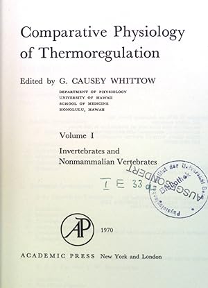 Seller image for Comparative Physiology of Thermoregulation. Invertebrates and Nonmammalian Vertebrates, Vol. I for sale by books4less (Versandantiquariat Petra Gros GmbH & Co. KG)