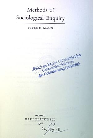 Bild des Verkufers fr Methods of Sociological Enquiry. Black Well's Sociology Series. zum Verkauf von books4less (Versandantiquariat Petra Gros GmbH & Co. KG)