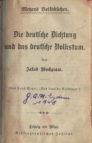 Seller image for Die deutsche Dichtung und das deutsche Volkstum Meyers Volksbcher for sale by Flgel & Sohn GmbH