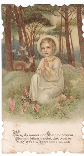 Bild des Verkufers fr Heiligenbild Andachtsbild Gebetsbild - Christkindleins Friedenswort, um 1920 zu datieren zum Verkauf von GAENSAN Versandantiquariat