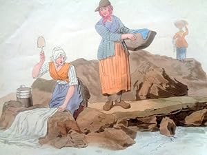 Welsh Washerwomen (Peasant Washing). Aquatint from the Costume of Gt Britain. 1805. 19th Century ...