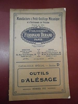 Catalogue Etablissements Ferdinand Durand Outils d'alésage 1932