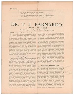 Seller image for DR. T.J. Barnardo: A Brief Life and Sketch. Reprinted from "Night & Day," October, 1905 for sale by Adrian Harrington Ltd, PBFA, ABA, ILAB