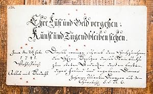 Seller image for Hbsches Stammbuch-Blatt eines Johann Martin Bergner, Kalligraphie in schwarzer Tinte umgeben von roten Sternen. for sale by Antiquariat Thomas Rezek