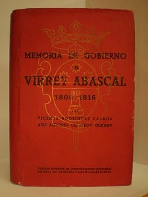 Imagen del vendedor de Memoria de gobierno del Virrey Abascal (1806-1816) Tomo II a la venta por Librera Antonio Azorn