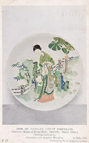 AK Dish of Famille Verte Porcelain Medieval Chinese Postcard