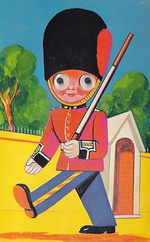 Childrens Military Sentry Soldier Moving Glass Eyes Postcard