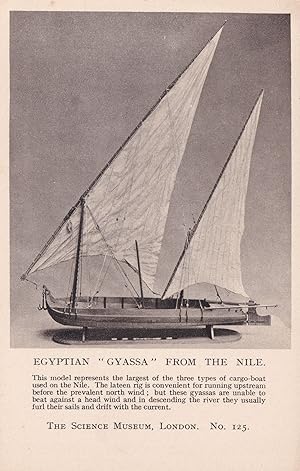 Egyptian Gyassa Nile Boat Ship Museum Model Old Postcard