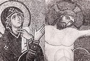 Jesus Crucifixion Mosaic Daphni Greek Monastery 2x RPC Postcard s