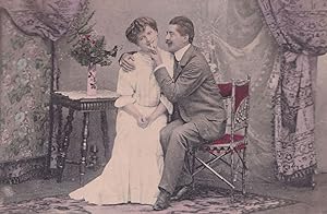 Lovers Sharing Smoking A Cigarette Antique Postcard