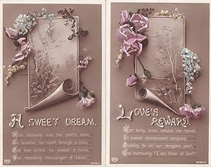 Love's Reward A Sweet Dream 2x Scroll Parchment Postcard s