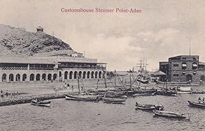 Customhouse Steamer Ship Point Aden Yemen Old Postcard