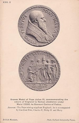 Pope Julius III Antique Medal British Museum Rare Postcard