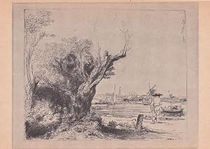 Rembrandt The Omval River Amstel Sketch Painting Postcard