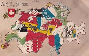 Switzerland 1899 Victorian Map Carte Antique Postcard