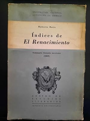 Imagen del vendedor de ndices De "El Renacimiento" Semanario Literario Mexicano (1869) a la venta por Guido Soroka Bookseller