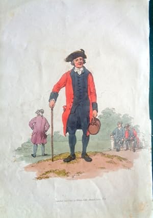 Chelsea Pensioner. Aquatint from the Costume of Gt Britain. 1805.