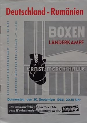 Deutschland - Rumänien im Boxen. Länderkampf. Donnerstag, den 30. September 1965 Ernst Merck-Hall...