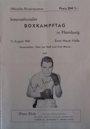 Internationaler BOXKAMPFTAG in Hamburg 11. August 1961 Ernst-Merck-Halle. Offizielles Boxprogramm.