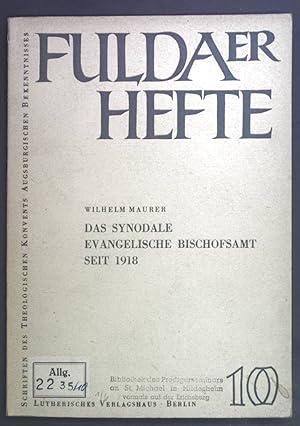 Imagen del vendedor de Das synodale evangelische Bischofsamt seit 1918. Fuldaer Hefte 10. a la venta por books4less (Versandantiquariat Petra Gros GmbH & Co. KG)